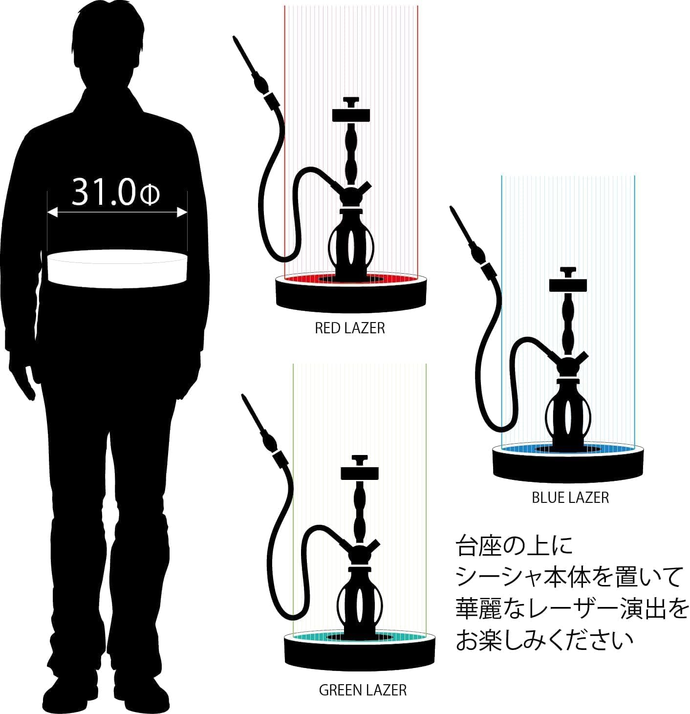 Amazon.co.jp: シーシャ LED レーザーライト スタンド 水タバコ